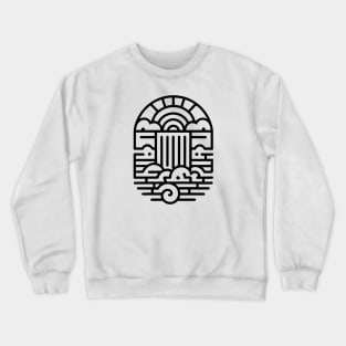 Waterfall and Clouds (Black)" Crewneck Sweatshirt